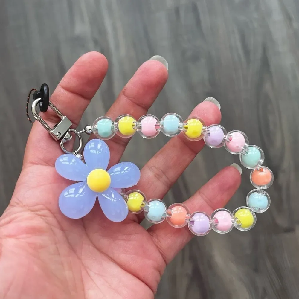 New Colorful Beaded Flower Wrist Phone Lanyard - Multiple Available